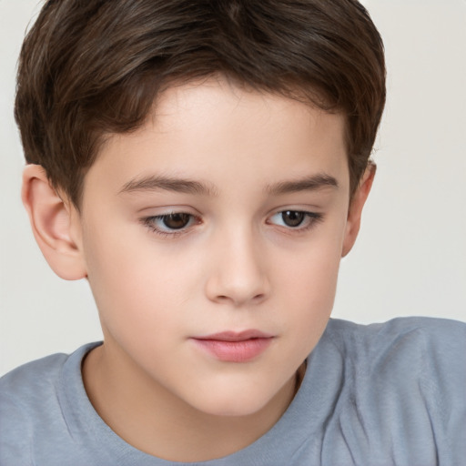 Neutral white child male with short  brown hair and brown eyes