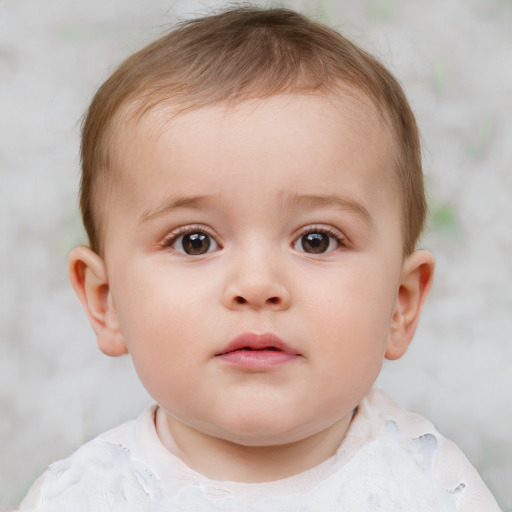 Neutral white child female with short  brown hair and brown eyes