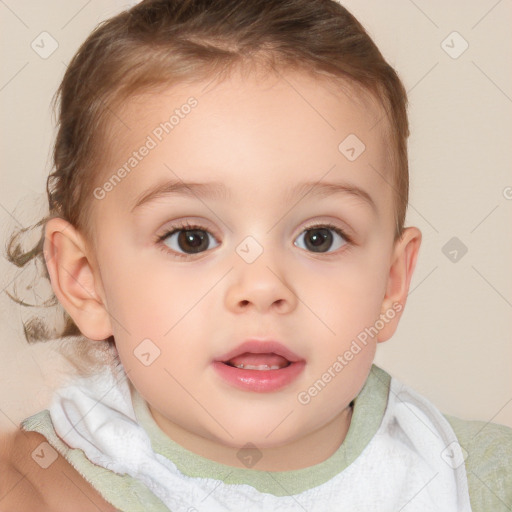 Neutral white child female with short  brown hair and brown eyes