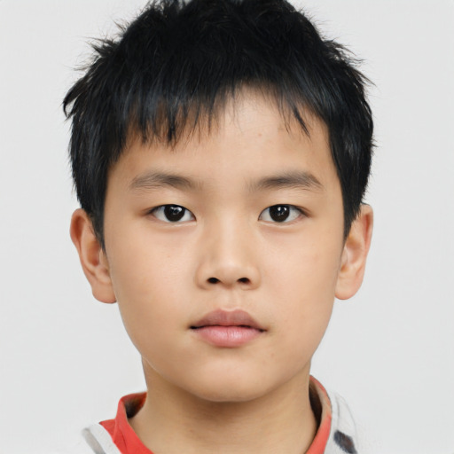 Neutral asian child male with short  brown hair and brown eyes