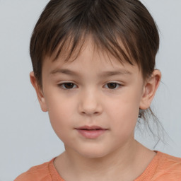 Neutral white child female with short  brown hair and brown eyes