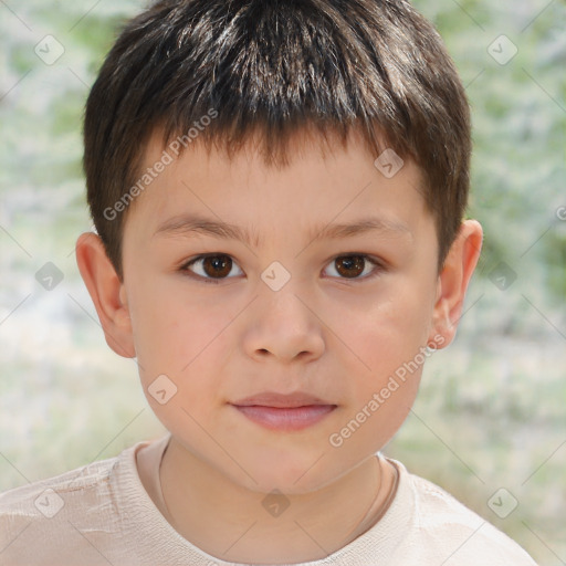 Neutral white child male with short  brown hair and brown eyes