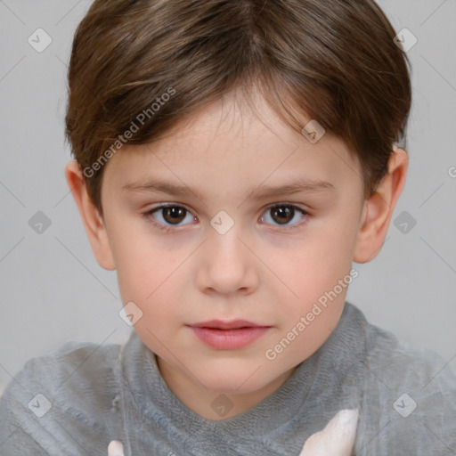 Neutral white child female with short  brown hair and brown eyes