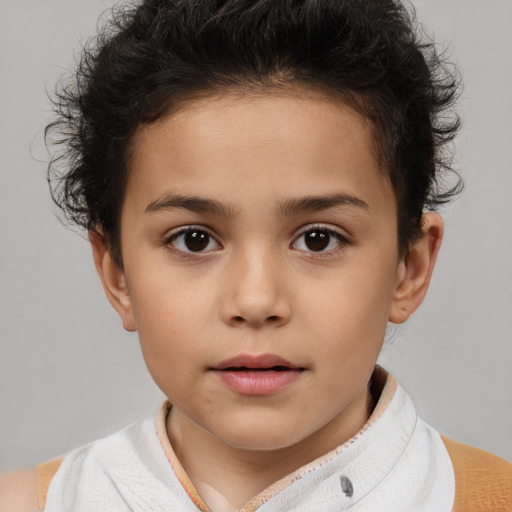 Neutral white child female with short  brown hair and brown eyes