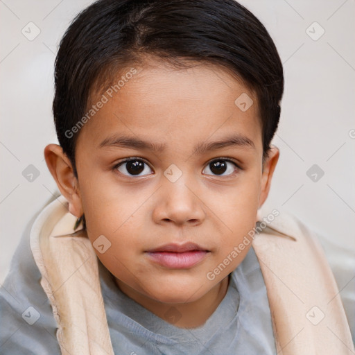 Neutral white child female with short  brown hair and brown eyes