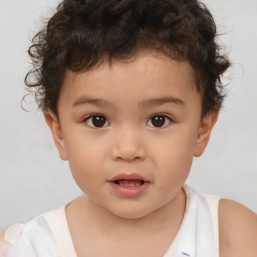 Neutral white child male with short  brown hair and brown eyes