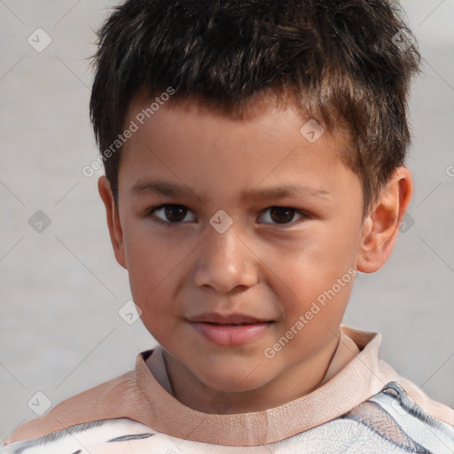 Neutral white child male with short  brown hair and brown eyes