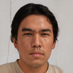 Neutral asian young-adult male with short  brown hair and brown eyes