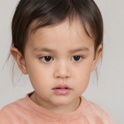 Neutral white child female with short  brown hair and brown eyes