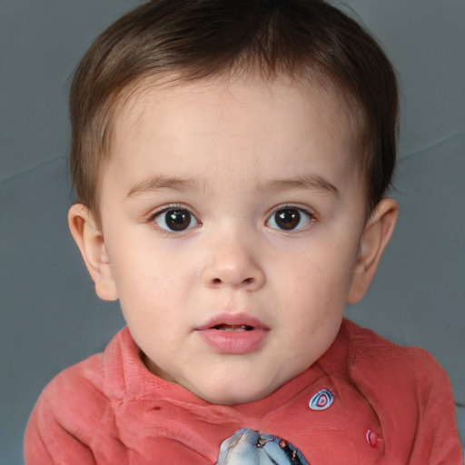 Neutral white child female with short  brown hair and brown eyes