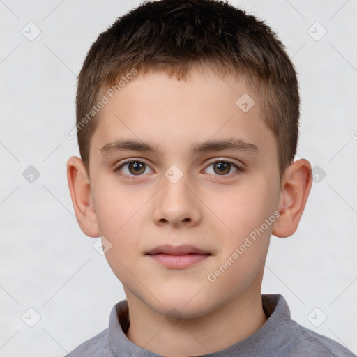 Neutral white child male with short  brown hair and brown eyes