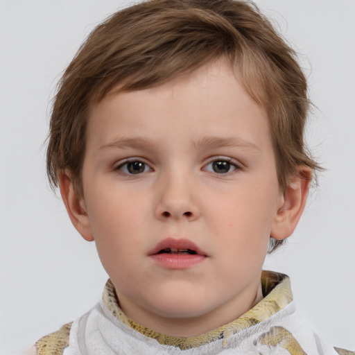 Neutral white child male with short  brown hair and brown eyes