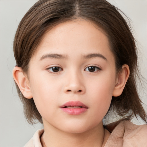 Neutral white child female with medium  brown hair and brown eyes