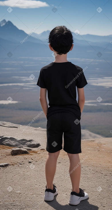 Caucasian child male with  black hair