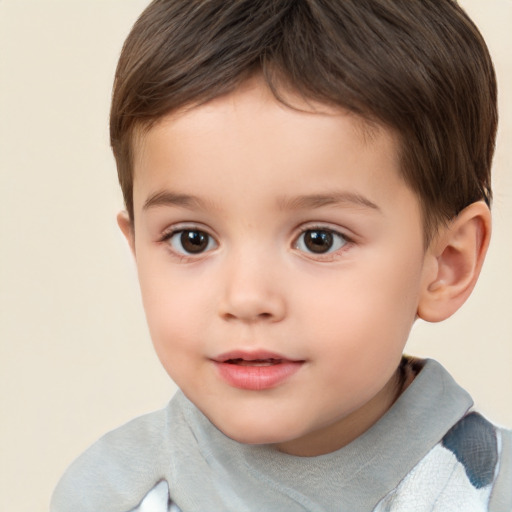 Neutral white child male with short  brown hair and brown eyes