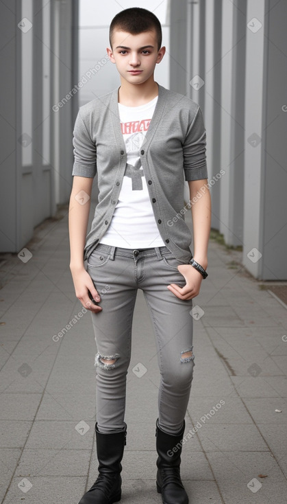 Romanian teenager male with  gray hair