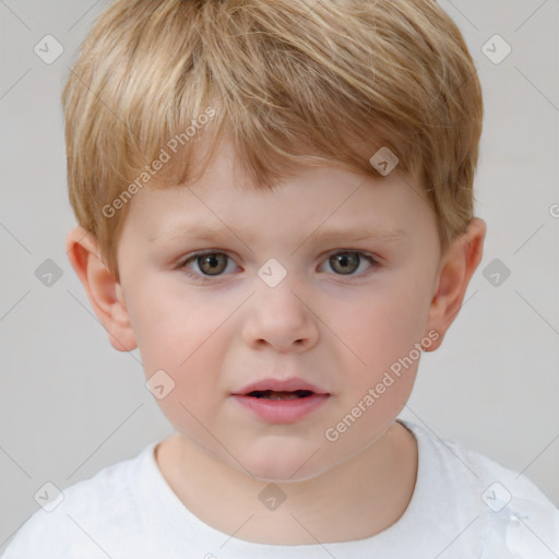 Neutral white child male with short  brown hair and brown eyes