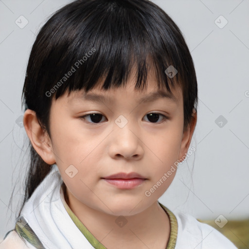 Neutral white child female with medium  brown hair and brown eyes