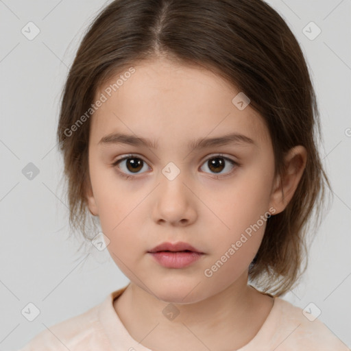 Neutral white child female with medium  brown hair and brown eyes