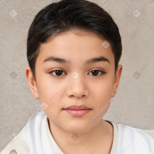 Neutral white child female with short  brown hair and brown eyes