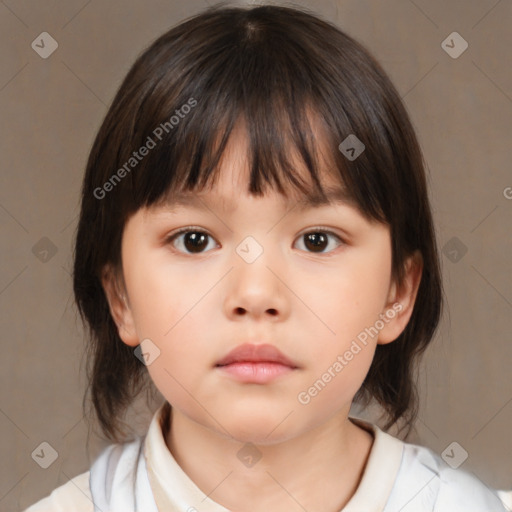 Neutral white child female with medium  brown hair and brown eyes
