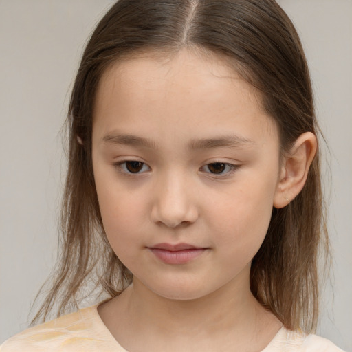 Neutral white child female with medium  brown hair and brown eyes