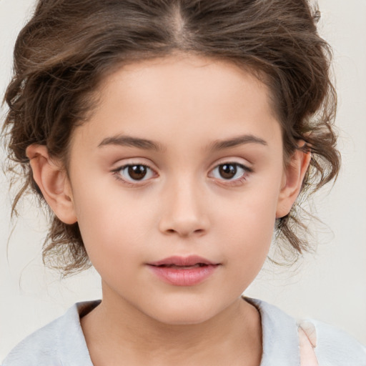 Neutral white child female with medium  brown hair and brown eyes