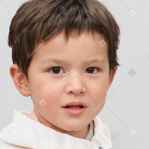 Neutral white child male with short  brown hair and brown eyes