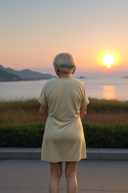 Korean elderly female with  blonde hair