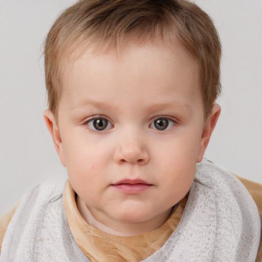 Neutral white child male with short  brown hair and blue eyes