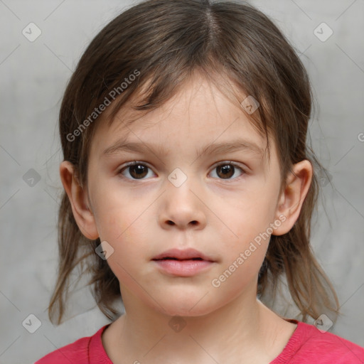 Neutral white child female with medium  brown hair and brown eyes