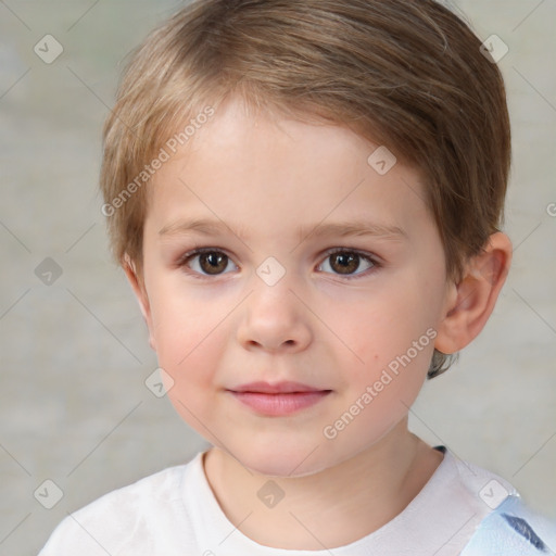 Neutral white child female with short  brown hair and brown eyes