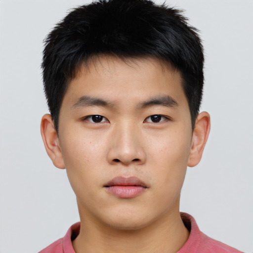 Neutral asian young-adult male with short  brown hair and brown eyes