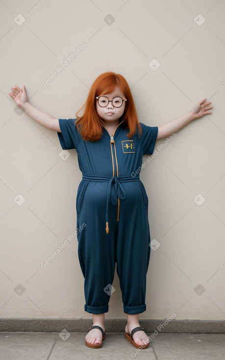 South korean child girl with  ginger hair