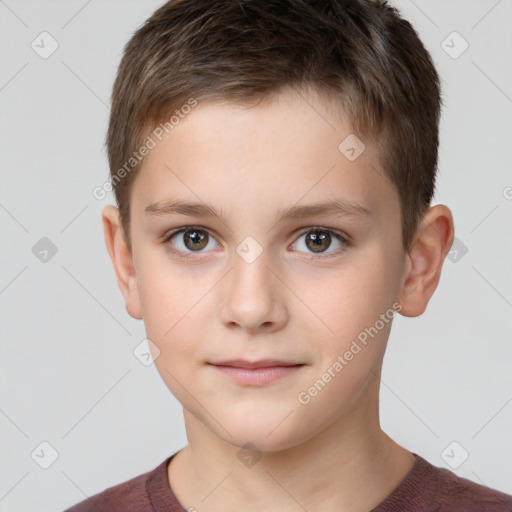 Neutral white child male with short  brown hair and brown eyes