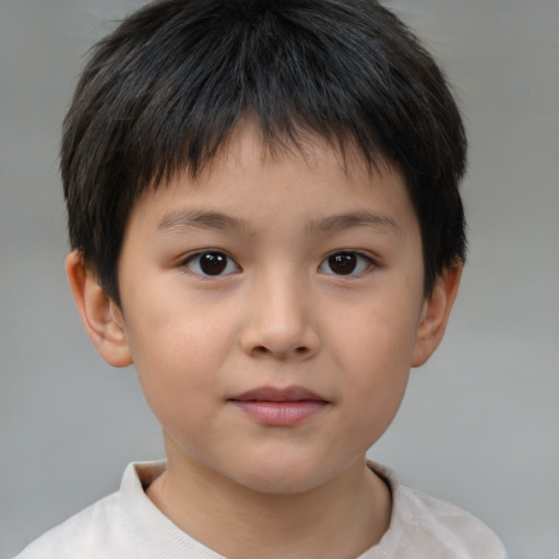 Neutral white child male with short  brown hair and brown eyes