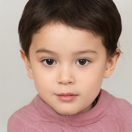 Neutral white child female with short  brown hair and brown eyes