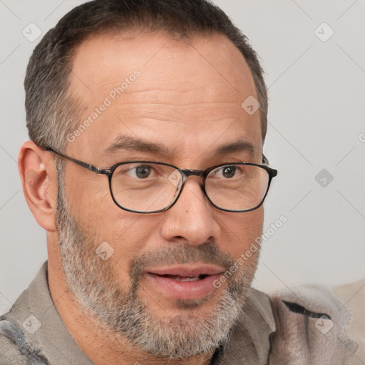 Neutral white adult male with short  brown hair and brown eyes