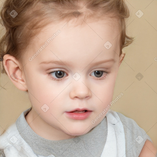 Neutral white child female with short  brown hair and brown eyes