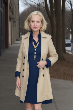 Caucasian middle-aged female with  blonde hair