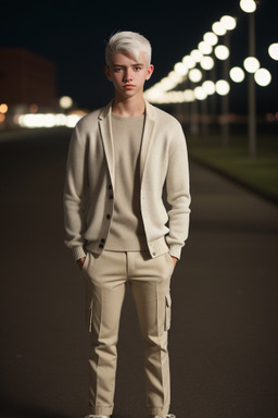 Teenager male with  white hair