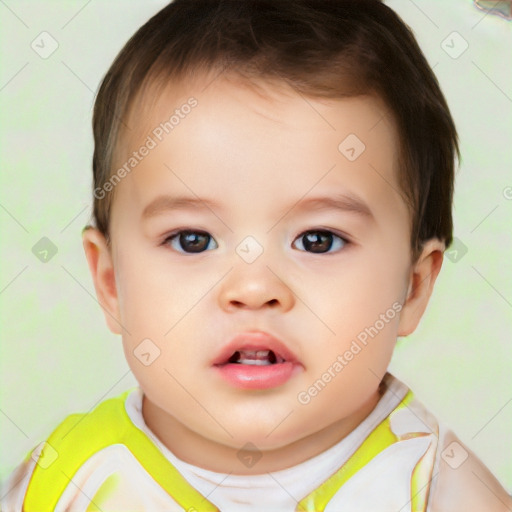 Neutral white child male with short  brown hair and brown eyes