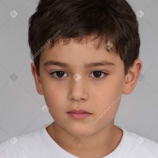 Neutral white child male with short  brown hair and brown eyes