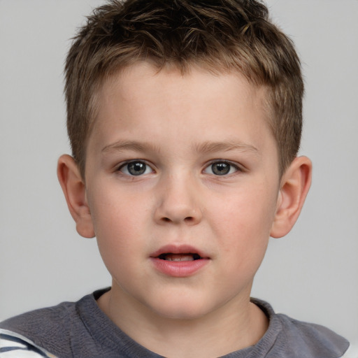 Neutral white child male with short  brown hair and brown eyes