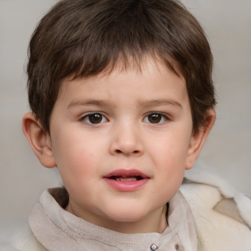 Neutral white child male with short  brown hair and brown eyes