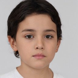 Neutral white child female with short  brown hair and brown eyes