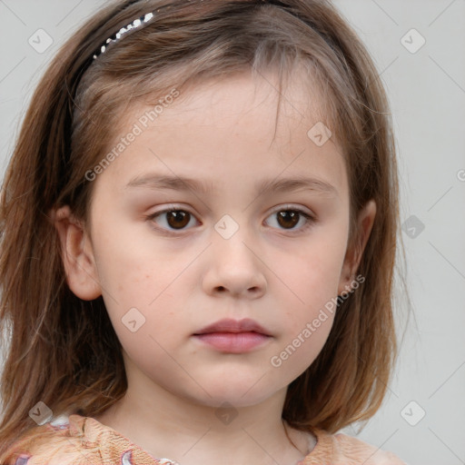 Neutral white child female with medium  brown hair and brown eyes