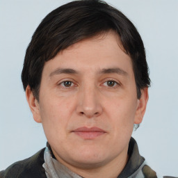 Neutral white adult male with short  brown hair and brown eyes