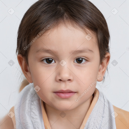 Neutral white child female with medium  brown hair and brown eyes