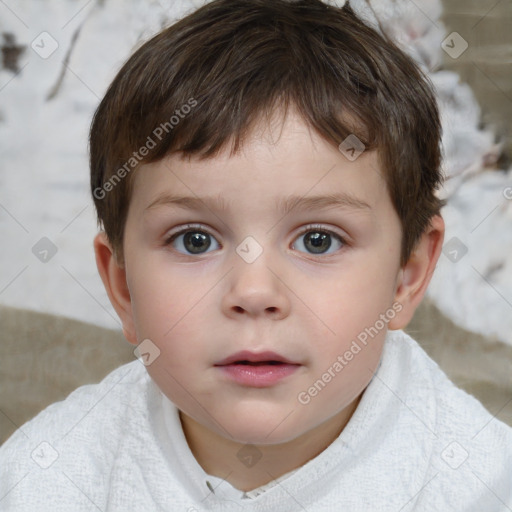 Neutral white child male with short  brown hair and brown eyes